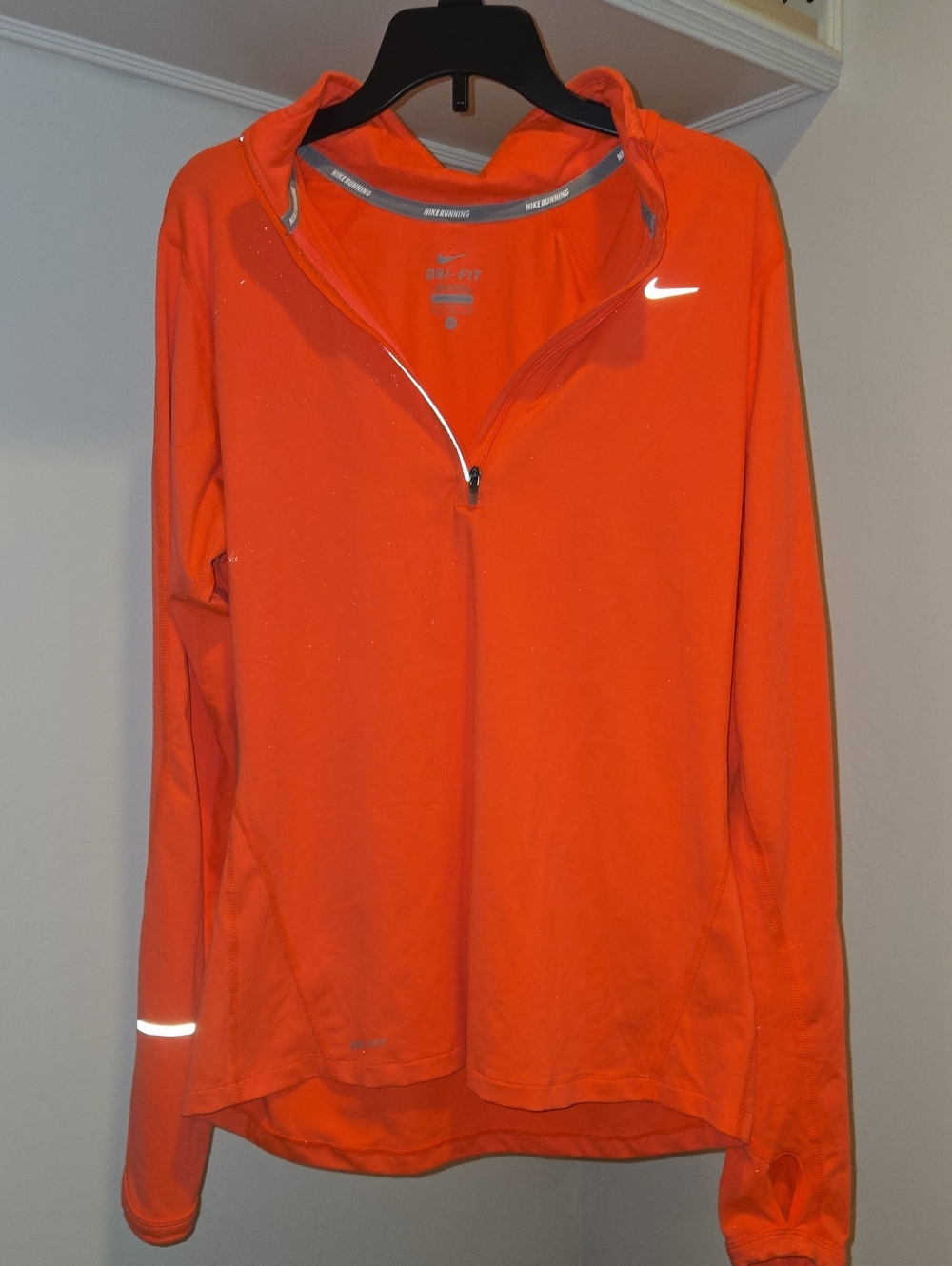Nike Florescent Orange Dri-FIT Long-Sleeve Quarter-Zip With Thumb Holes Size M
